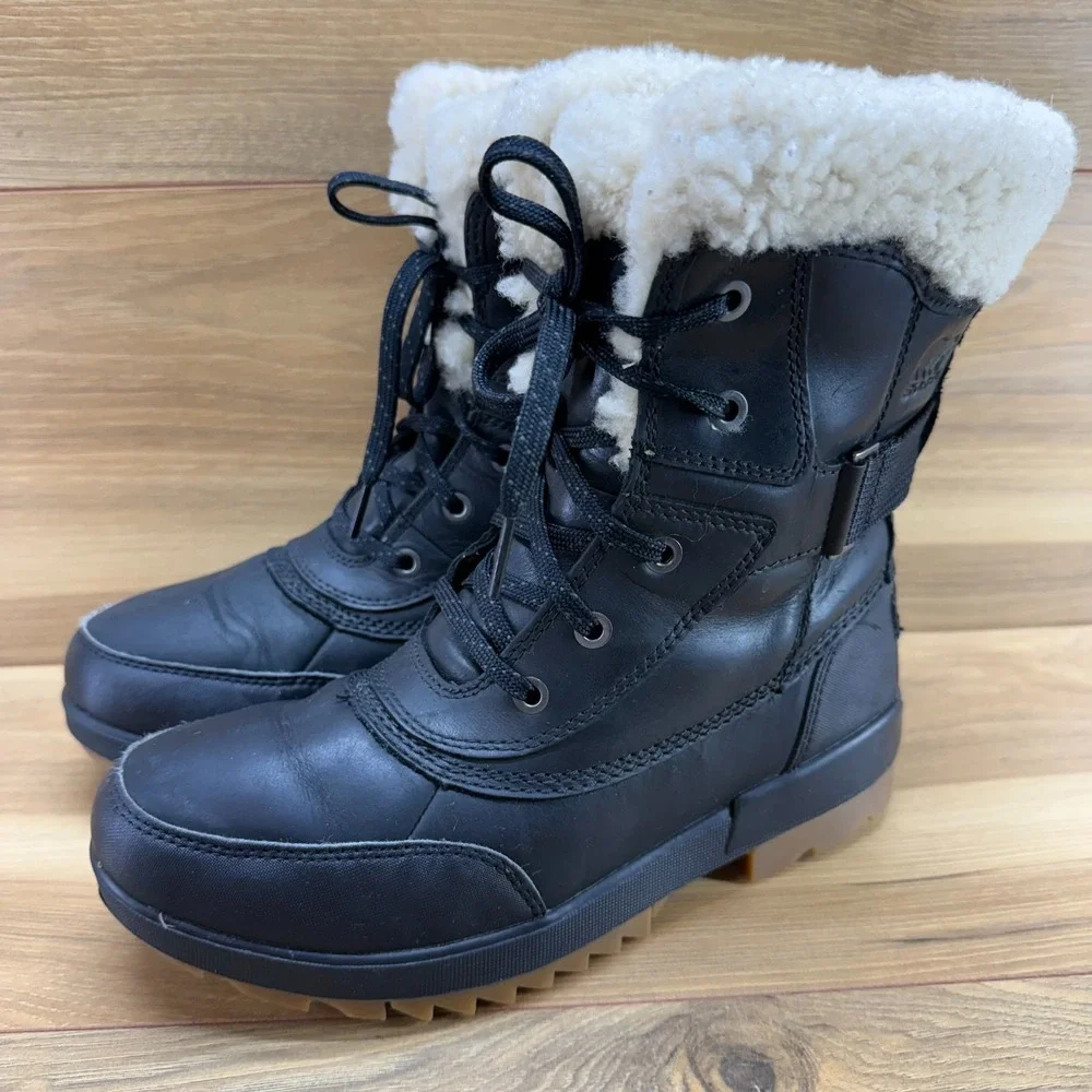 Sorel Tivoli IV Parc Waterproof Winter Boots Womens 8 Black Sherpa Waterproof